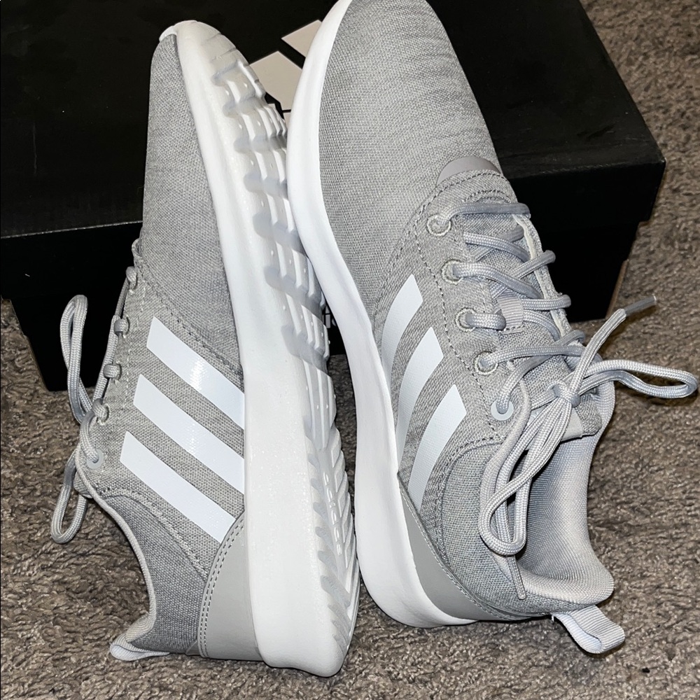 Adidas Light Gray and White Athletic Shoes